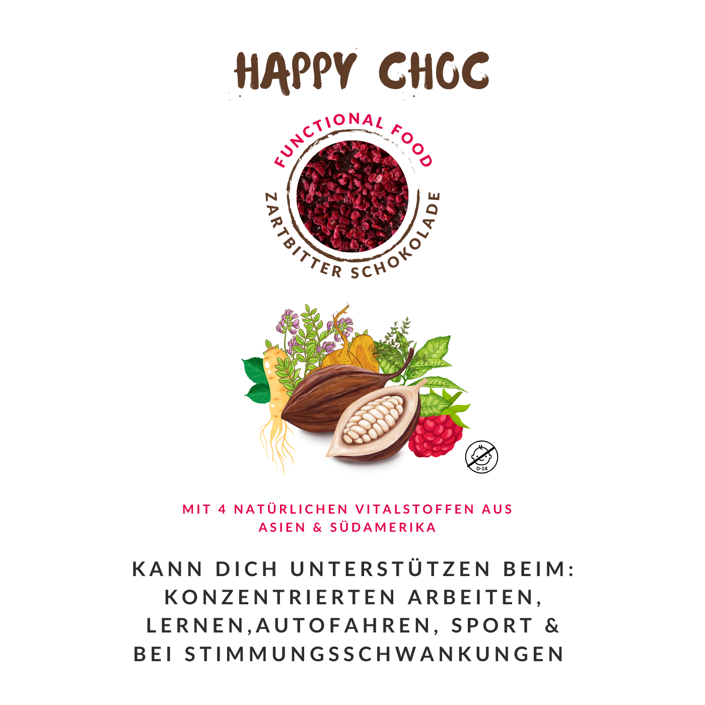 HAPPY CHOC - Die Schokolade zum Fliegen (sweet pur Kakao 74%)