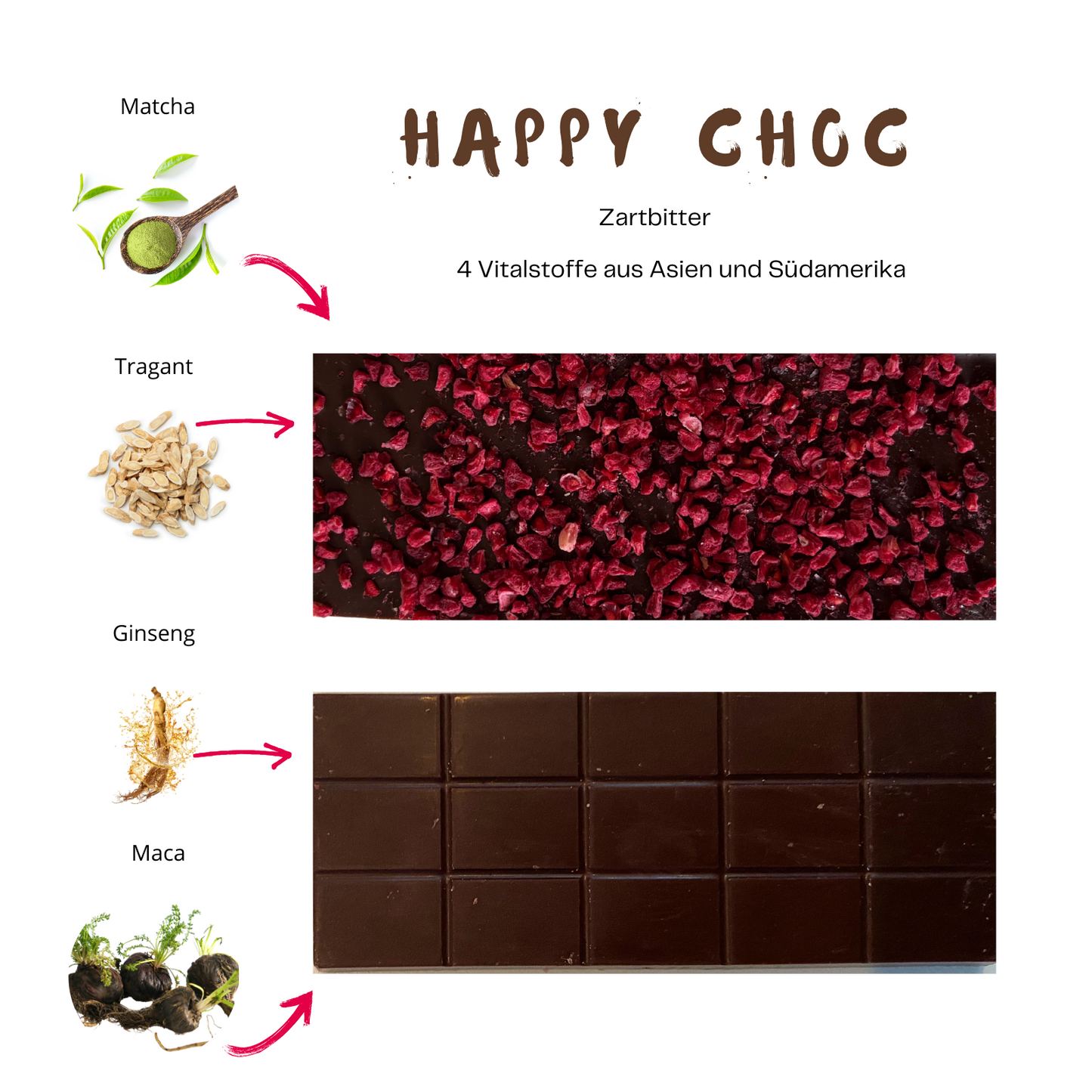 HAPPY CHOC - Die Schokolade zum Fliegen (sweet pur Kakao 74%)